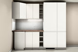 L-Küche Velmora Weiß Hochglanz – 270 × 240 cm – mit Kühl- und Vorratshochschrank – K94-G270 – Wand A frontal