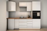 L-Küche Velmora Weiß Hochglanz – 270 × 250 cm – K67-G250 – Wand A frontal