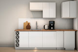 L-Küche Velmora Weiß Hochglanz – 270 × 250 cm – K67-G250 – Wand B frontal