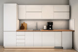 L-Küche Velmora Weiß Hochglanz – 330 × 210 cm – K54-G330 L – Wand A frontal