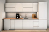 L-Küche Velmora Weiß Hochglanz – 330 × 210 cm – K54-G330 R – Wand A frontal