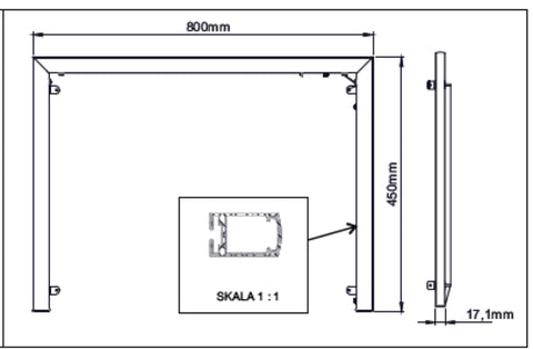 LED-Rahmen für Badspiegel Chrom – Länge 80 cm – Ansicht 2
