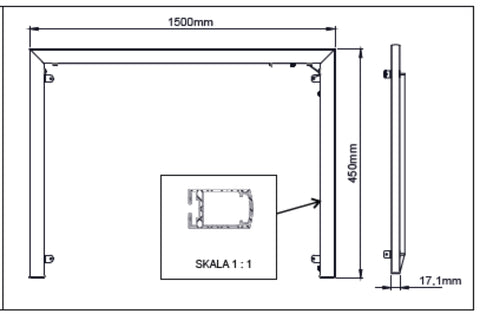 LED-Rahmen für Badspiegel Chrom – Länge 150 cm