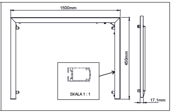 LED-Rahmen für Badspiegel Chrom – Länge 150 cm