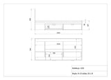 Lexi Bett mit 2 Schubladen (ohne Matratze) in Cremona Eiche / Macadamia / Puderrosa – Maßzeichnung