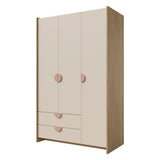 Lexi Kleiderschrank in Cremona Eiche / Macadamia / Puderrosa