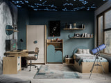 Lexi Kleiderschrank in Cremona Eiche / Macadamia / Meeresblau – Ansicht 2