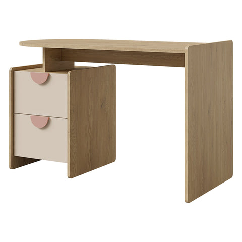 Lexi Schreibtisch mit Schubladen-Container (2 Schubladen) in Cremona Eiche / Macadamia / Puderrosa – Ansicht 2