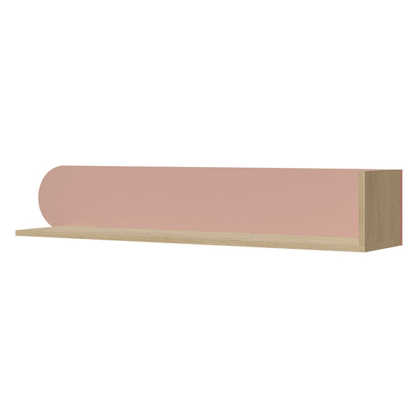 Lexi Wandregal 120 cm mit farbiger Rückblende – Cremona Eiche / Macadamia / Puderrosa