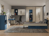 Lorin Bett mit 2 Schubladen und Kopfteil-Regal (ohne Matratze) in Kaschmir / Meeresblau – Ansicht 2