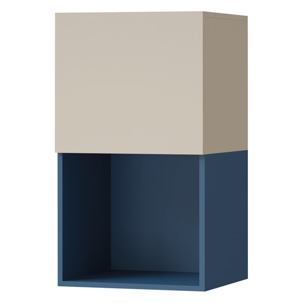 Lorin Hängeschrank 45 cm mit 1 Tür und offenem Fach – Kaschmir / Meeresblau