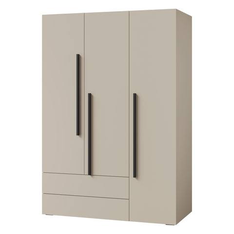 Lorin Kleiderschrank 135 cm mit 3 Türen und 2 Schubladen – Kaschmir