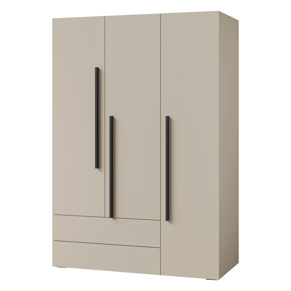 Lorin Kleiderschrank 135 cm mit 3 Türen und 2 Schubladen – Kaschmir