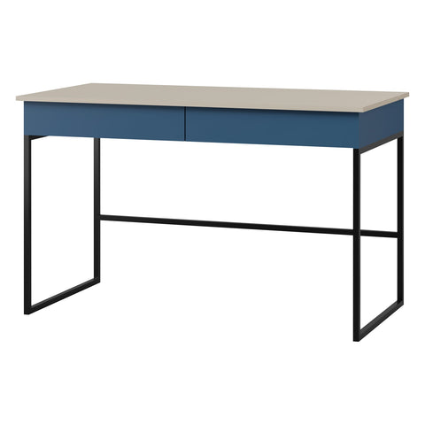 Lorin Schreibtisch mit 2 Schubladen in Kaschmir / Meeresblau