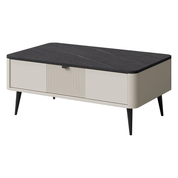 Marly Couchtisch 100 cm mit Klappen – Kaschmir / Grauer Stein