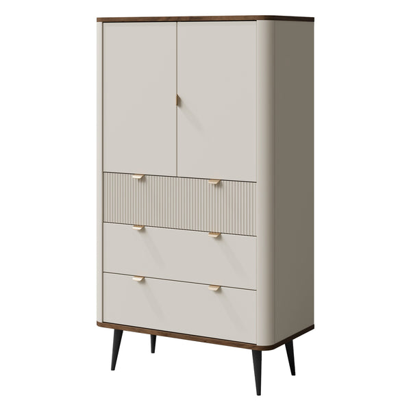 Marly Highboard 90 cm mit 2 Türen und 3 Schubladen – Kaschmir / Walnuss
