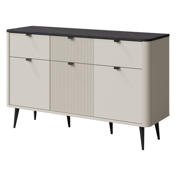 Marly Kommode 130 cm mit 3 Türen und 3 Schubladen – Kaschmir / Grauer Stein