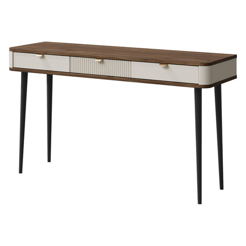 Marly Konsolentisch 130 cm mit 3 Schubladen – Kaschmir / Walnuss