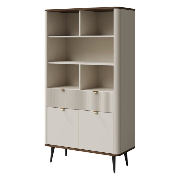 Marly Regal 90 cm mit offenen Fächern, 2 Türen und 1 Schublade – Kaschmir / Walnuss