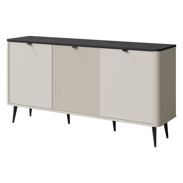 Marly Sideboard 160 cm mit 3 Türen – Kaschmir / Grauer Stein