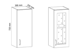 Küchenschrank – Maßbild mit Bemaßung (Breite × Höhe × Tiefe in mm)