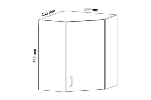 Küchenschrank – Maßbild mit Bemaßung (Breite × Höhe × Tiefe in mm)
