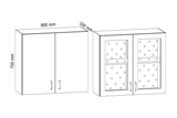 Küchenschrank – Maßbild mit Bemaßung (Breite × Höhe × Tiefe in mm)