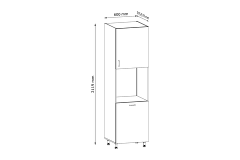 Küchenschrank – Maßbild mit Bemaßung (Breite × Höhe × Tiefe in mm)
