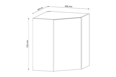 Küchenschrank – Maßbild mit Bemaßung (Breite × Höhe × Tiefe in mm)
