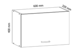 Küchenschrank – Maßbild mit Bemaßung (Breite × Höhe × Tiefe in mm)