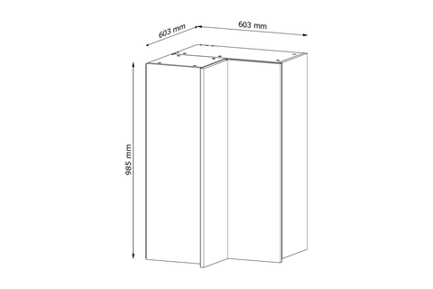 Küchenschrank – Maßbild mit Bemaßung (Breite × Höhe × Tiefe in mm)