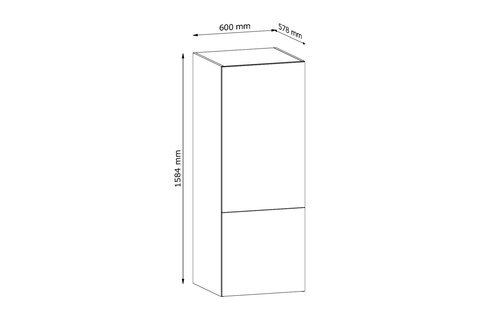 Küchenschrank – Maßbild mit Bemaßung (Breite × Höhe × Tiefe in mm)