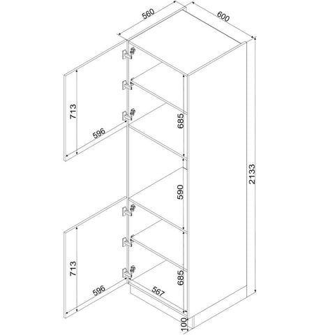 Mikrowellenumbauschrank D60PK/2133 PL – Kendro – Elegante Geräte-Integration – Ansicht 4