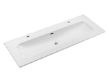 Möbelwaschbecken Flavia 121 × 46 cm – Weiß, glänzend, eckig – 2 Hahnlöcher