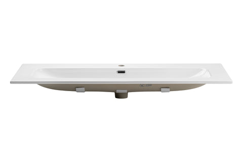 Möbelwaschbecken Flavia 121 × 46 cm – Weiß, glänzend, eckig – 1 Hahnloch – Ansicht 2