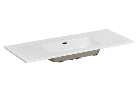 Möbelwaschbecken Gora 121 × 46 cm – Weiß, glänzend, eckig – Ansicht 2