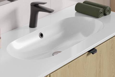 Möbelwaschbecken Purea 100 × 46 cm – Weiß, glänzend, eckig – Ansicht 6