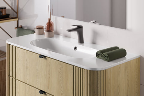 Möbelwaschbecken Purea 100 × 46 cm – Weiß, glänzend, eckig – Ansicht 7