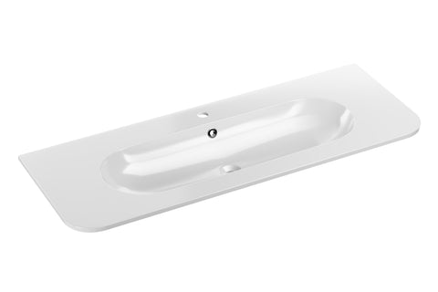 Möbelwaschbecken Purea 120 × 46 cm – Weiß, glänzend, eckig
