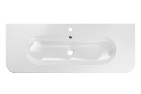 Möbelwaschbecken Purea 120 × 46 cm – Weiß, glänzend, eckig – Ansicht 3