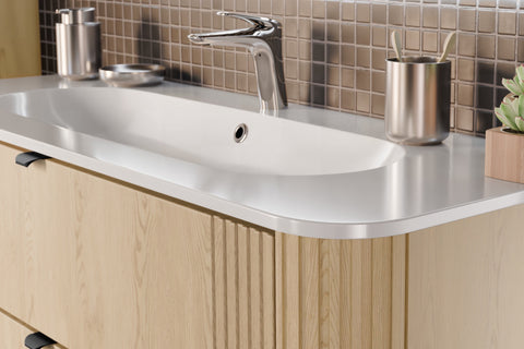 Möbelwaschbecken Purea 120 × 46 cm – Weiß, glänzend, eckig – Ansicht 6