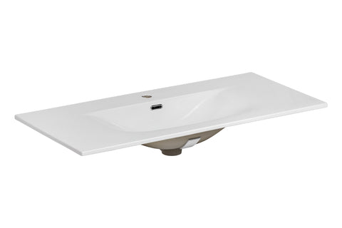 Möbelwaschbecken Skyla I 101 × 46 cm – Weiß, glänzend, eckig – Ansicht 4