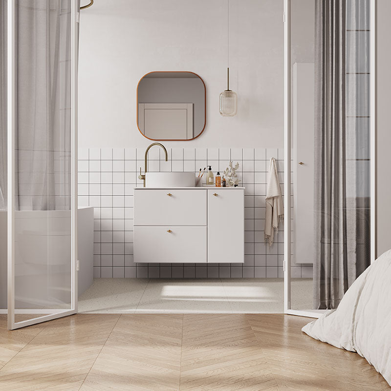 Spiegel - MO-RE L60x60 - Weiß Matt - Schwarzer Matt - Bodega Matt