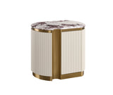 Nachttisch Hillora Taupe/cool dark brown worktop with a marble pattern, Light cream, Golden brass base and accents 60 × 55 × 40 cm (Art.-Nr. CO-P-001025) – Ansicht 3
