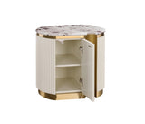 Nachttisch Hillora Taupe/cool dark brown worktop with a marble pattern, Light cream, Golden brass base and accents 60 × 55 × 40 cm (Art.-Nr. CO-P-001026) – Ansicht 3