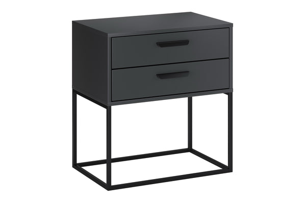 Nachttisch Navira Anthrazit 60 × 65 × 39 cm mit 2 Schubladen