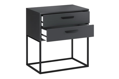 Nachttisch Navira Anthrazit 60 × 65 × 39 cm mit 2 Schubladen – Ansicht 3