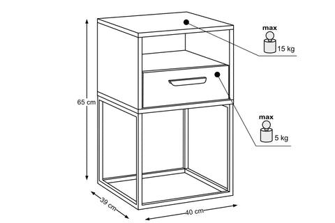 Nachttisch Navira Artisan Eiche 40 × 65 × 39 cm mit 1 Schublade – Ansicht 4