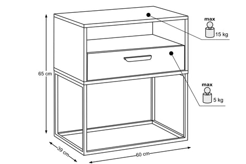Nachttisch Navira Artisan Eiche 60 × 65 × 39 cm mit 1 Schublade – Ansicht 4