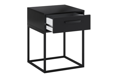 Nachttisch Navira Schwarz matt 40 × 65 × 39 cm mit 1 Schublade (Art.-Nr. CO-P-001066) – Ansicht 3